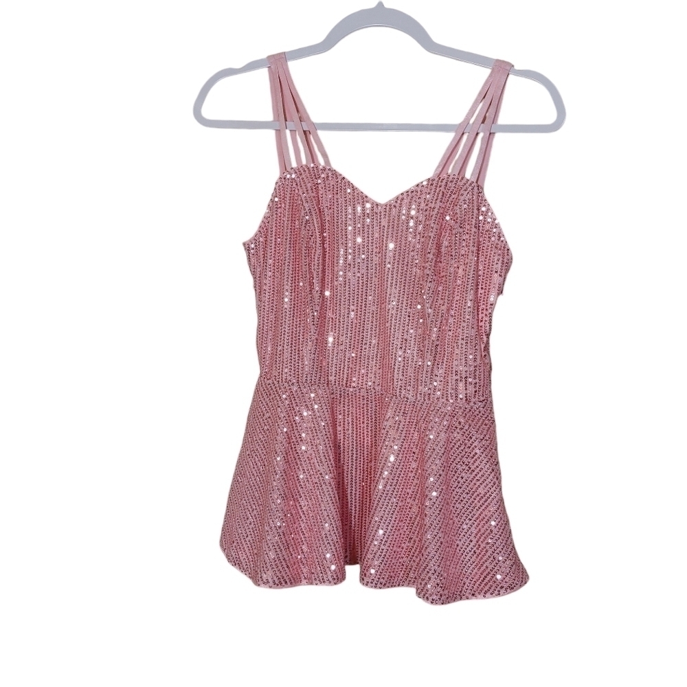 Grace Karin Spaghetti Strap Sequined Peplum Top- size M